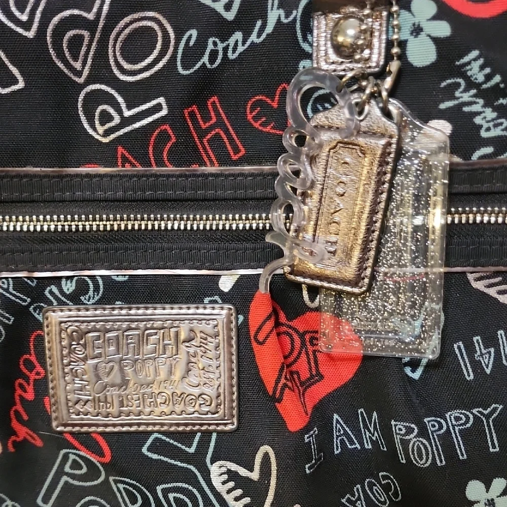 Coach Black and Red Poppy Graphic Tote - Picture 5 of 5